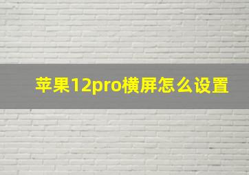 苹果12pro横屏怎么设置