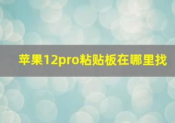 苹果12pro粘贴板在哪里找