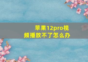 苹果12pro视频播放不了怎么办