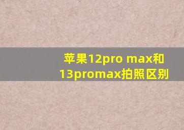 苹果12pro max和13promax拍照区别