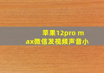 苹果12pro max微信发视频声音小