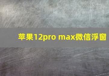 苹果12pro max微信浮窗