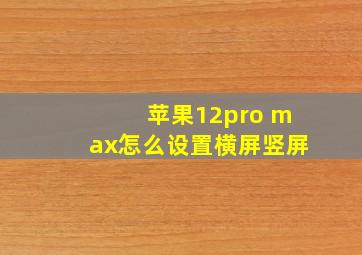 苹果12pro max怎么设置横屏竖屏