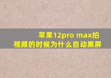 苹果12pro max拍视频的时候为什么自动黑屏