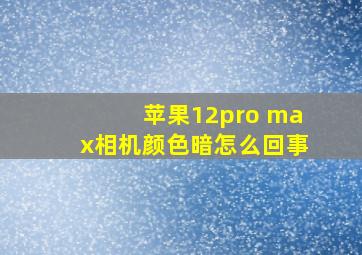 苹果12pro max相机颜色暗怎么回事