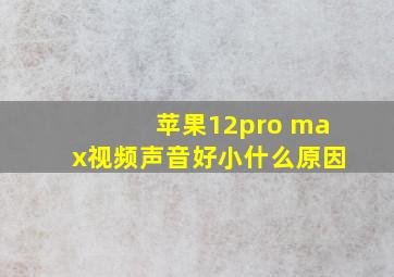 苹果12pro max视频声音好小什么原因