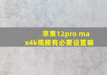 苹果12pro max4k视频有必要设置嘛