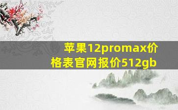 苹果12promax价格表官网报价512gb