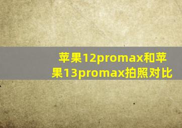 苹果12promax和苹果13promax拍照对比