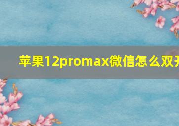 苹果12promax微信怎么双开