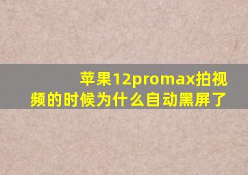 苹果12promax拍视频的时候为什么自动黑屏了