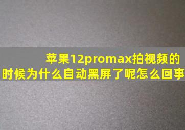 苹果12promax拍视频的时候为什么自动黑屏了呢怎么回事