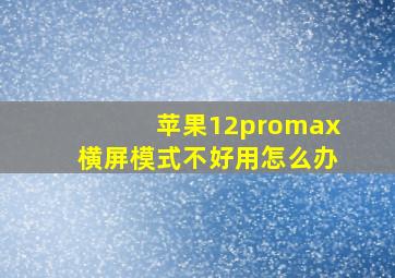 苹果12promax横屏模式不好用怎么办