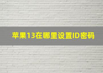 苹果13在哪里设置ID密码