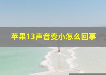 苹果13声音变小怎么回事