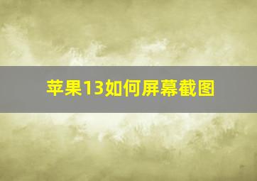 苹果13如何屏幕截图