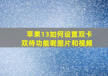 苹果13如何设置双卡双待功能呢图片和视频