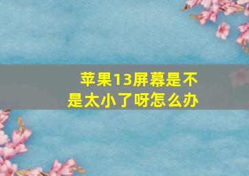 苹果13屏幕是不是太小了呀怎么办