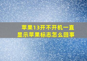 苹果13开不开机一直显示苹果标志怎么回事