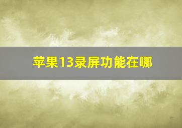 苹果13录屏功能在哪