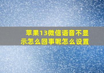 苹果13微信语音不显示怎么回事呢怎么设置