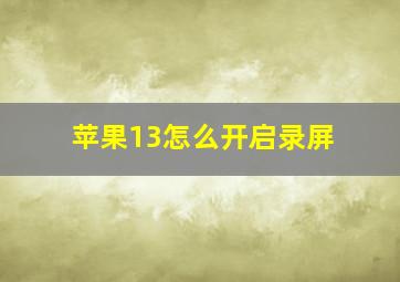 苹果13怎么开启录屏