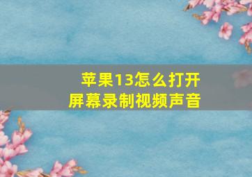 苹果13怎么打开屏幕录制视频声音