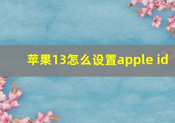 苹果13怎么设置apple id