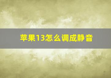 苹果13怎么调成静音