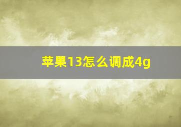 苹果13怎么调成4g