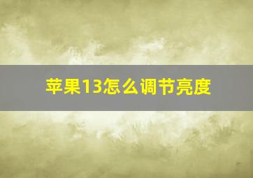 苹果13怎么调节亮度