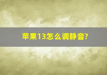 苹果13怎么调静音?