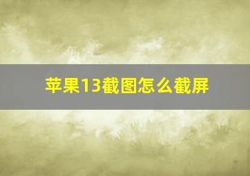 苹果13截图怎么截屏