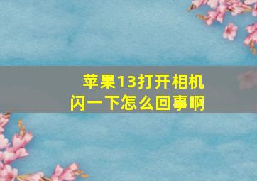 苹果13打开相机闪一下怎么回事啊