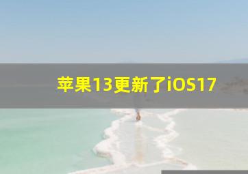 苹果13更新了iOS17