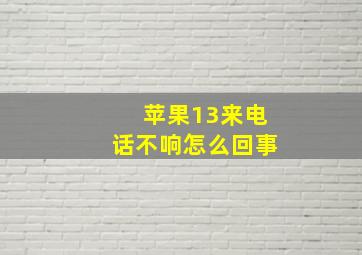 苹果13来电话不响怎么回事