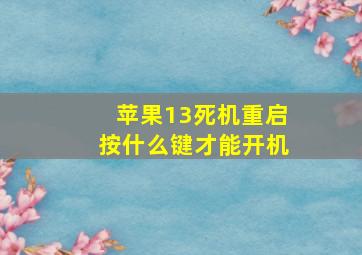 苹果13死机重启按什么键才能开机