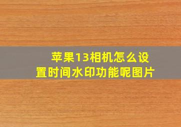 苹果13相机怎么设置时间水印功能呢图片