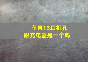 苹果13耳机孔跟充电器是一个吗