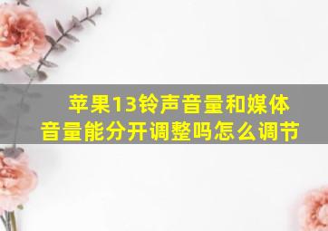 苹果13铃声音量和媒体音量能分开调整吗怎么调节