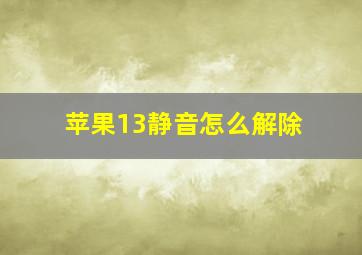 苹果13静音怎么解除