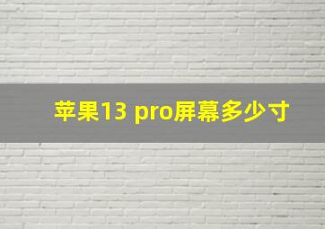 苹果13 pro屏幕多少寸