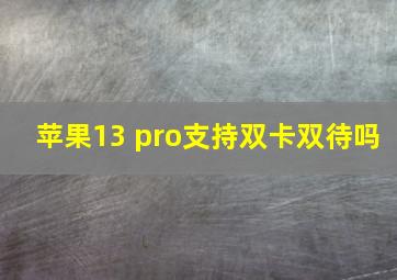 苹果13 pro支持双卡双待吗