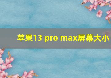 苹果13 pro max屏幕大小