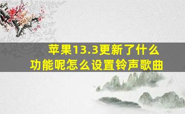 苹果13.3更新了什么功能呢怎么设置铃声歌曲