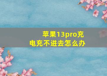 苹果13pro充电充不进去怎么办