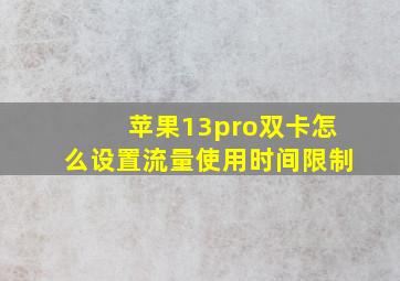 苹果13pro双卡怎么设置流量使用时间限制