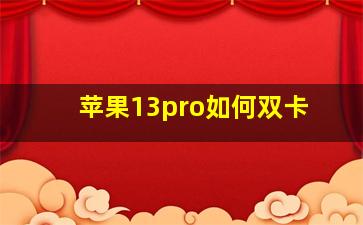 苹果13pro如何双卡