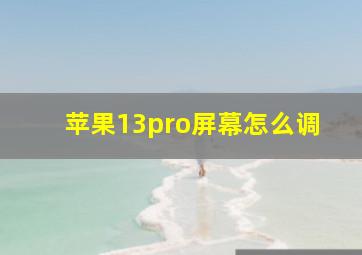 苹果13pro屏幕怎么调