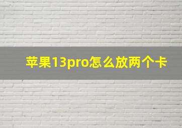 苹果13pro怎么放两个卡